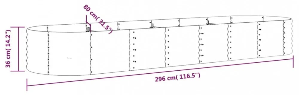 antracitszürke horganyzott acél kerti magaságyás 296x80x36 cm