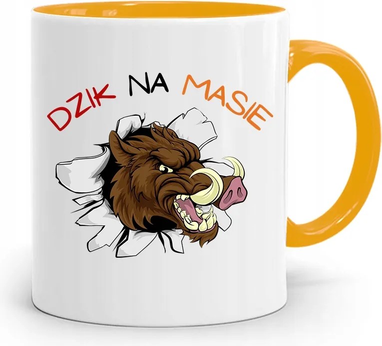 Sárga Ajándék Bögre Fiúnak Vaddisznó A Tömegen, fényképes nyomattal