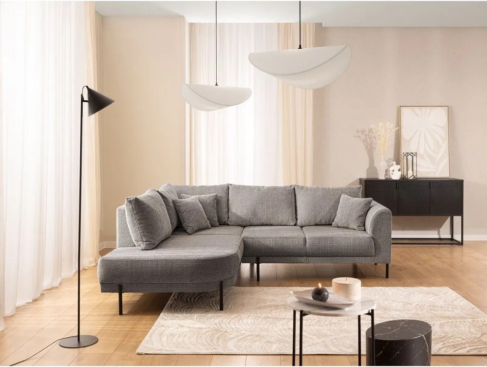 Szürkésbarna zsenília sarokkanapé (bal oldali-L alakú) Mauris – Ropez