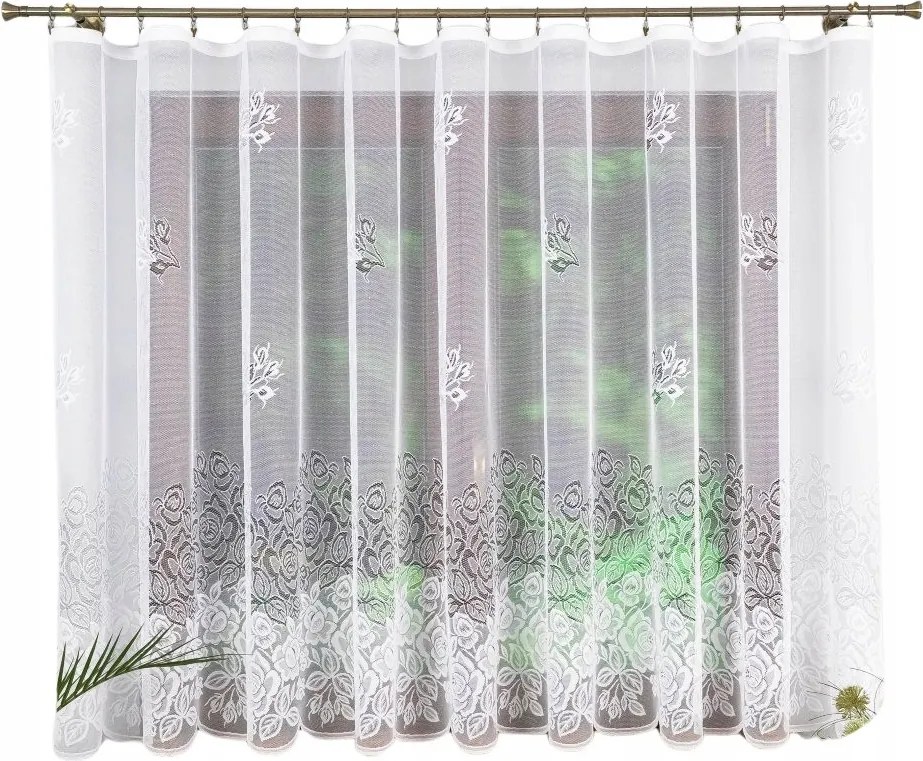 Finom Szalagra Kész Függöny, Rövid Rózsa Mintás 450x150.