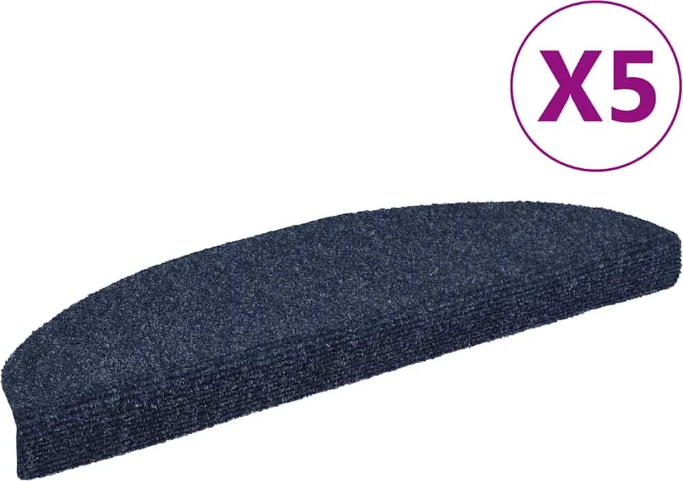 vidaXL 5 db öntapadós lépcsőszőnyeg 65 x 21 x 4 cm kék félkör alakú nagy