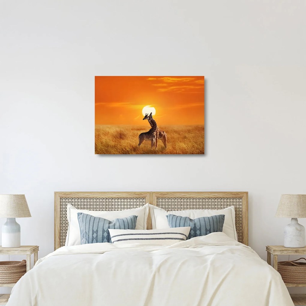 Üveg kép - Zsiráfok a Serengeti Nemzeti Parkban (70x50 cm)