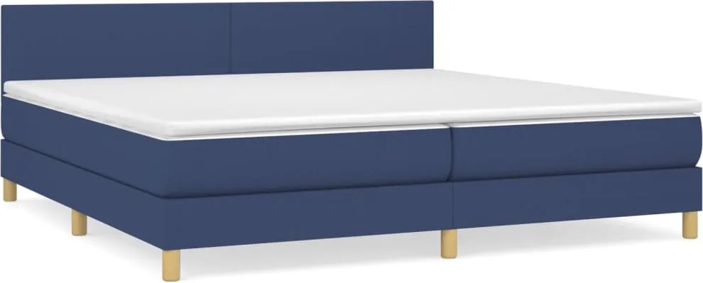 vidaXL kék szövet rugós ágy matraccal 200 x 200 cm