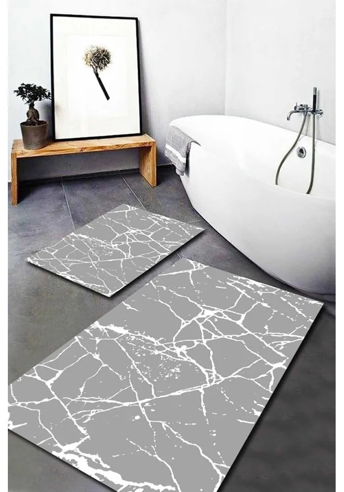 Szürke fürdőszobai kilépő szett 2 db-os 60x100 cm Cracks – Mila Home
