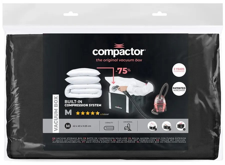 XXL Black Edition 3D Medium fekete ruhatároló doboz, 125 l - Compactor