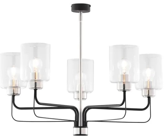 Jupiter 1884 - Rúdos csillár CERES 5xE27/15W/230V matt króm/fekete