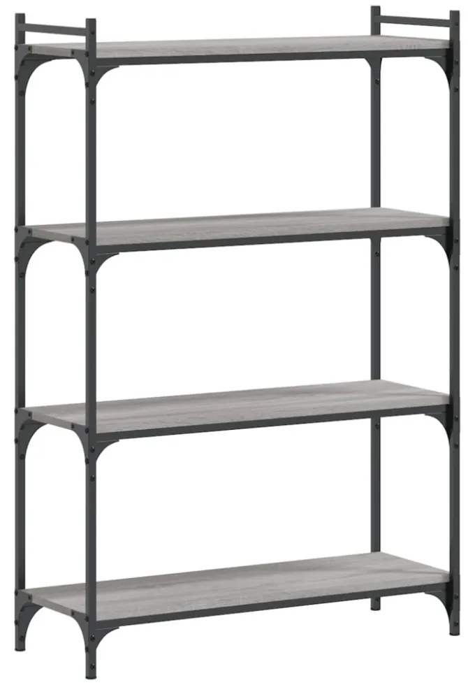 4 szintes szürke sonoma szerelt fa könyvespolc 80 x 30 x 120 cm
