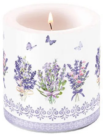 Levendula virágos átvilágítós gyertya kicsi Lovely lavender white