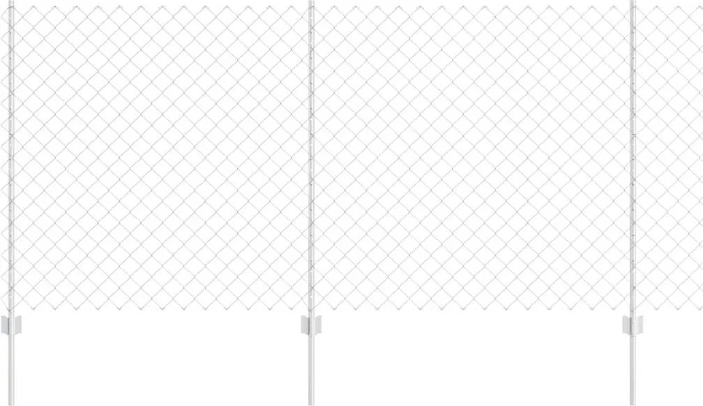 vidaXL Kerítés oszlopokkal Ezüst 1,2 x 10 m Acél