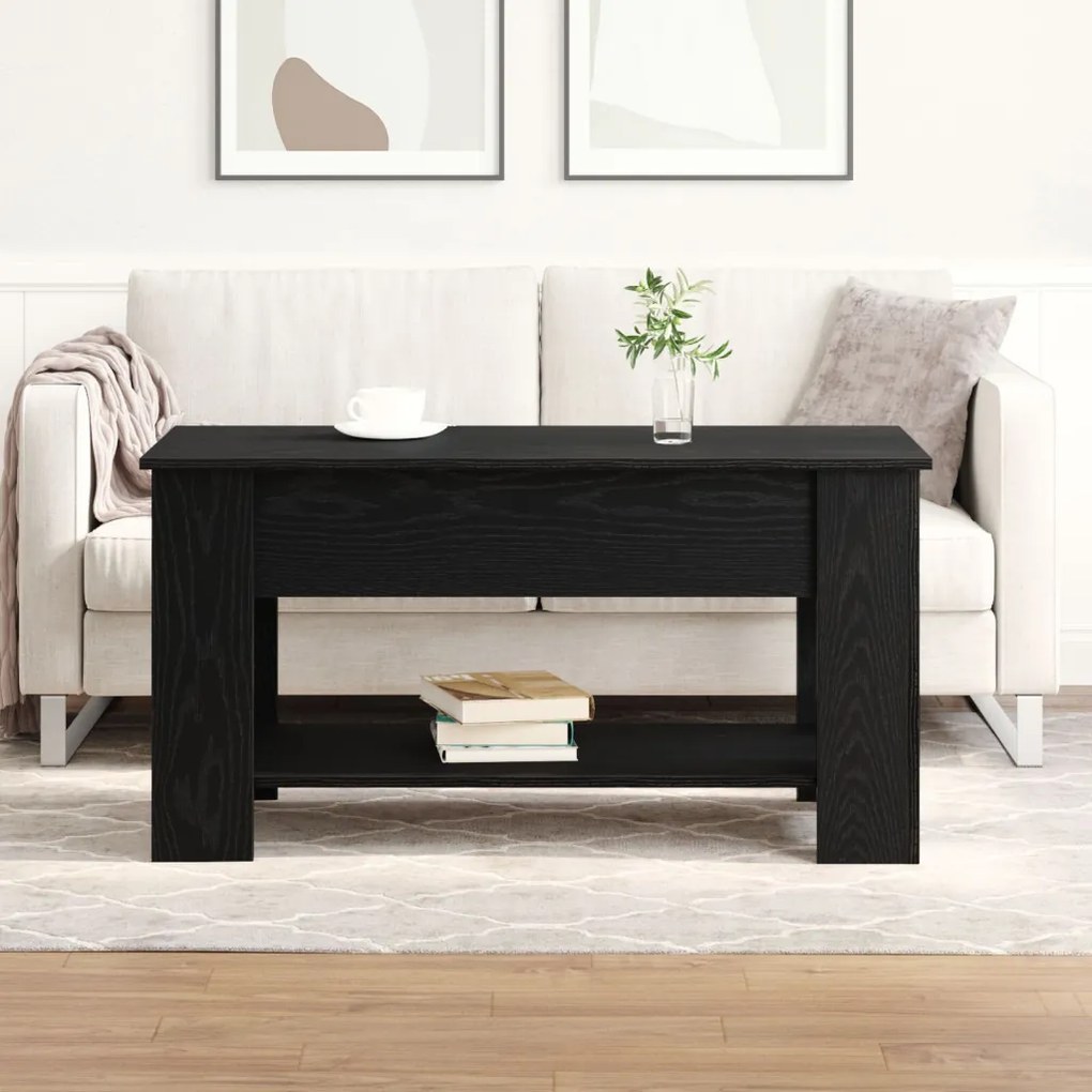 Fekete Tölgy Kávézóasztal - 101x49x52 cm Műanyagból készült