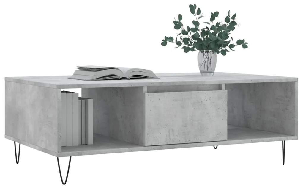 Betonszürke szerelt fa dohányzóasztal 104 x 60 x 35 cm