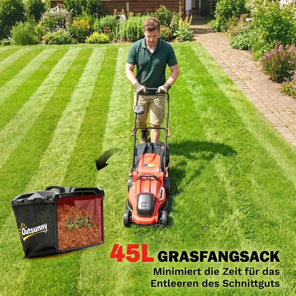 Elektromos fűnyíró 800 W-os, 40 cm-es vágásszélességgel, 45 literes fűgyűjtővel