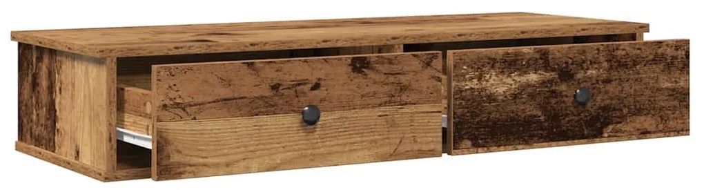 antik fa szerelt fa falipolc fiókokkal 100 x 37,5 x 19 cm