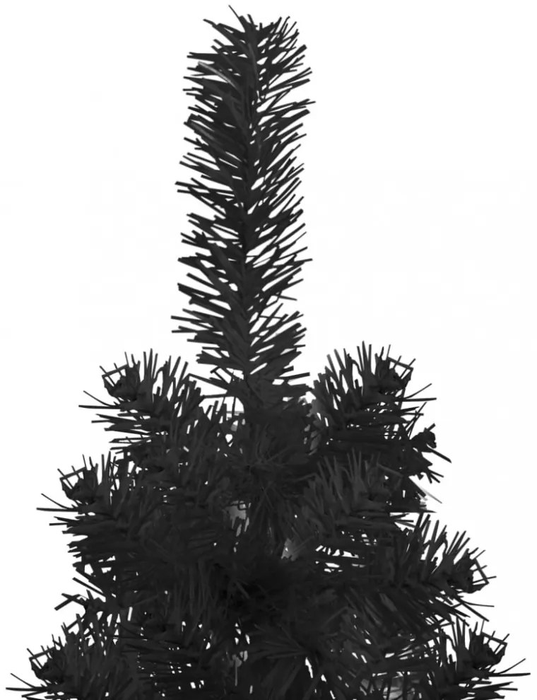 fekete vékony fél műkarácsonyfa állvánnyal 120 cm