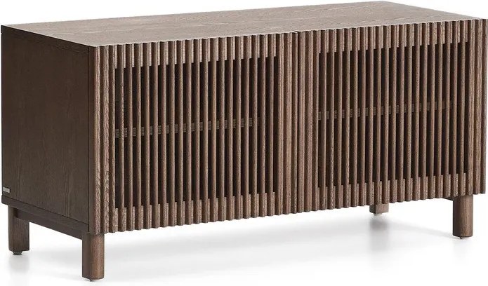 Sötétbarna cipőtartó kőrisfa dekorral 98x50x43 cm Beyla – Kave Home