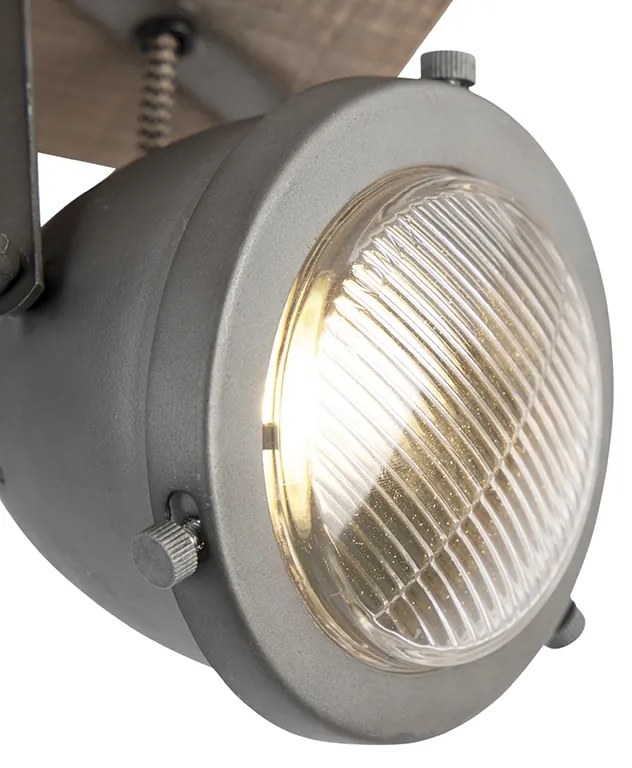 Ipari reflektor fém és fa kombinációban, dönthető, 3-lámpás - Emado