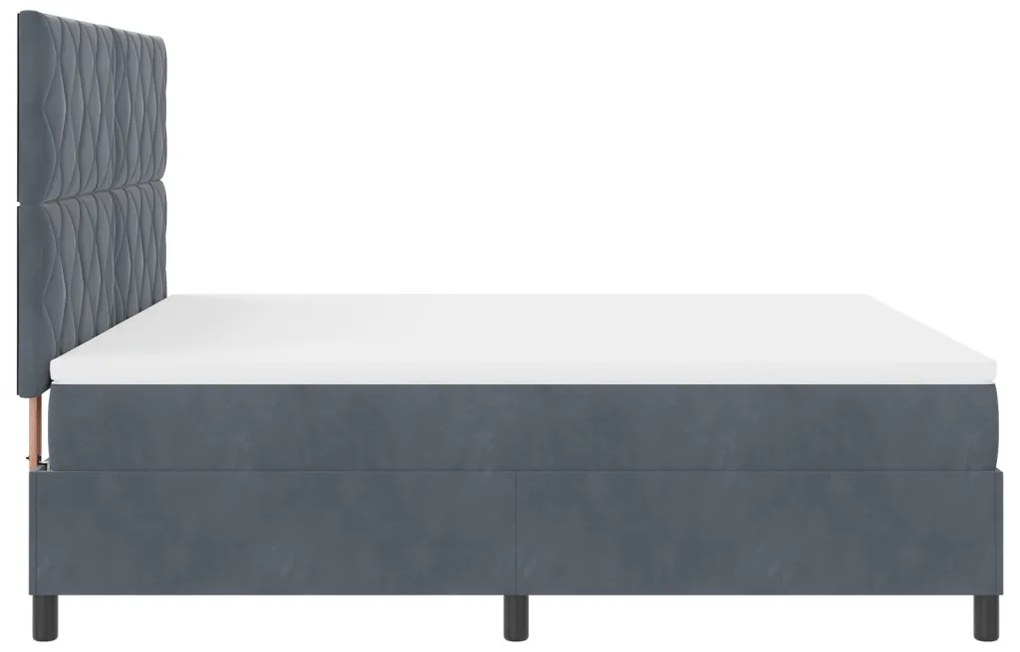 Boxspring Ágy Matraccal Sötétszürke Szuper Király Bársony