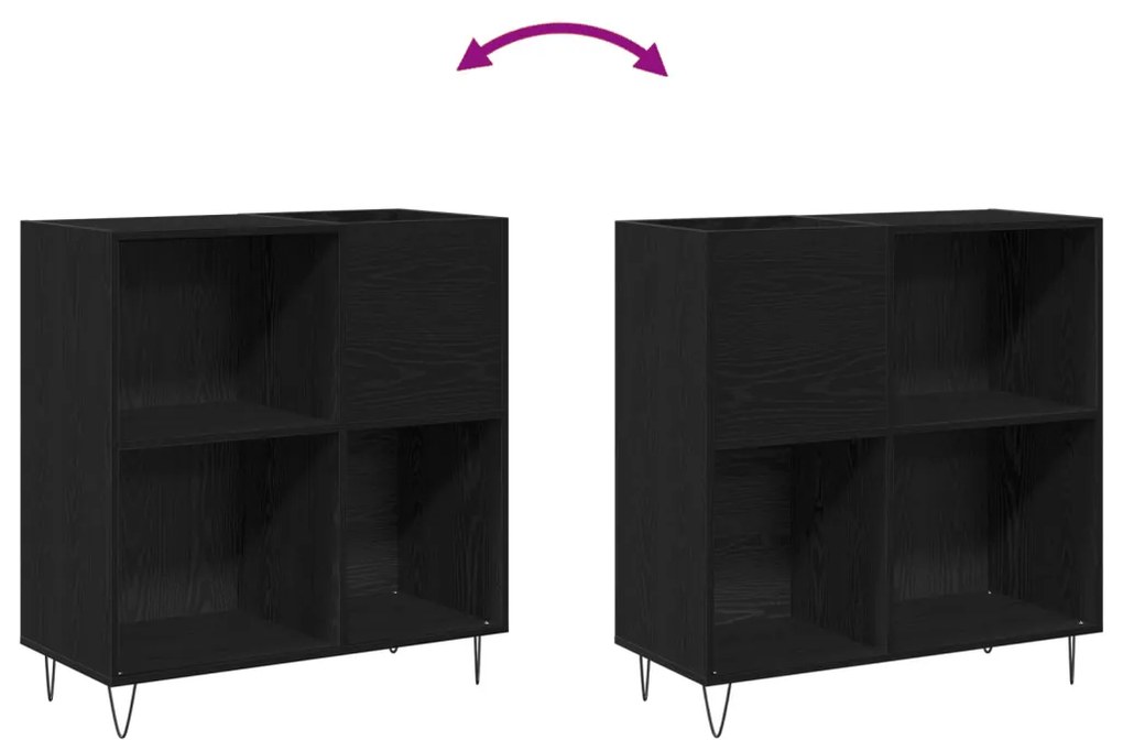 Rekord Szekrény Fekete Tölgy 84,5x38x90 cm Rétegelt Fa