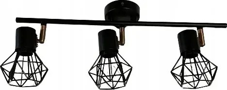 Mennyezeti Lámpa Csillár Retro Fekete Forgatható 3 Izzó E14 6W