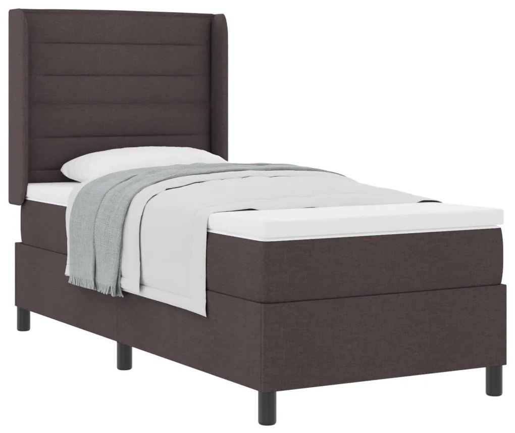 Boxspring Ágy Matrac Kávébarna 90x200 cm Szövet