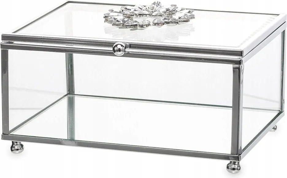 Ezüst Üveg Ékszerdoboz Apróságok