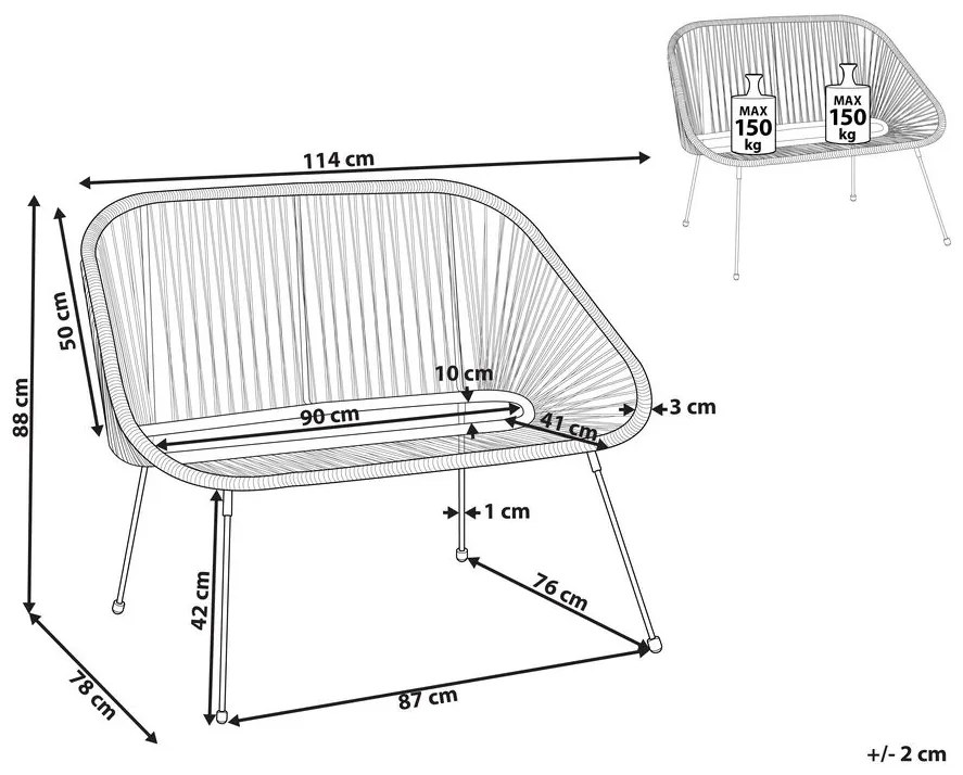 Fekete rattan kerti pad 114 cm ACAPULCO Beliani