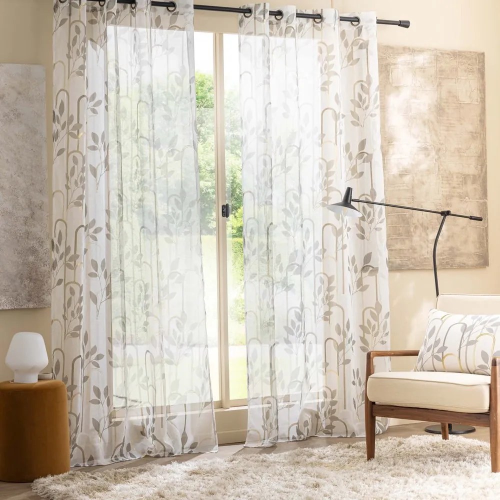 Szürke voile fényáteresztő függöny 140x240 cm Roseris – douceur d'intérieur