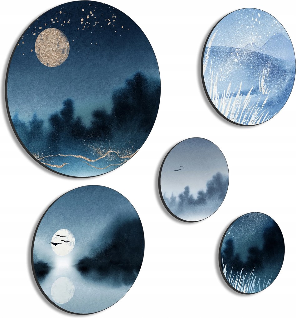 5 db Kép Nappaliba Hálószobába Szobába Konyhába Falikép Éjszakai Táj