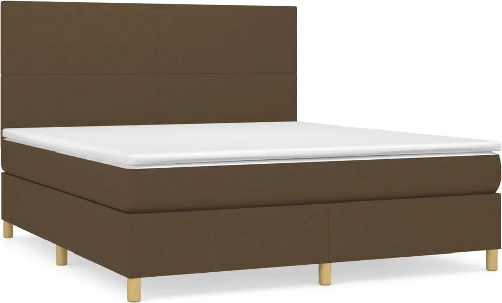 vidaXL sötétbarna szövet rugós ágy matraccal 160 x 200 cm