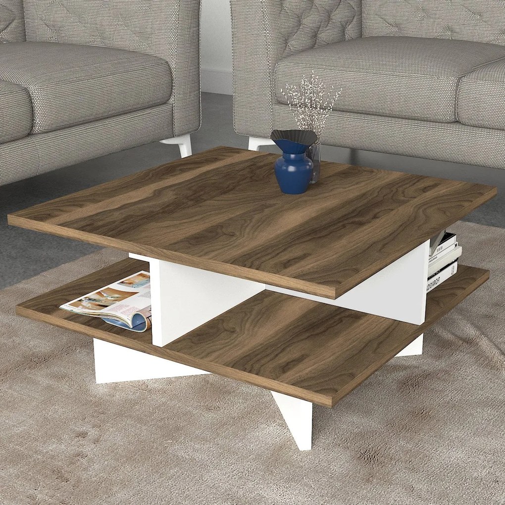 Dohányzóasztal Hamton - Walnut, White