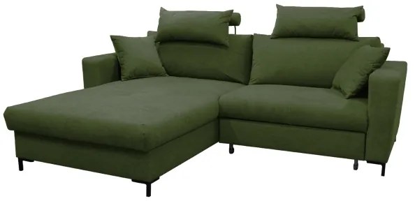 Ággyá nyitható L-alakú sarokülőgarnitúra tárolóval HORTA, balos, zöld