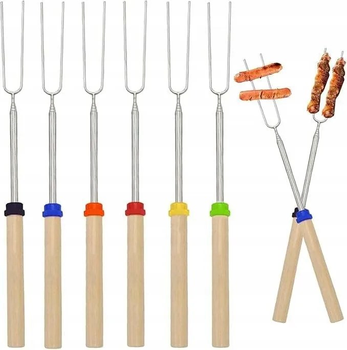 Rozsdamentes acél grill nyárs készlet 6 db-os fondü 30-81 cm