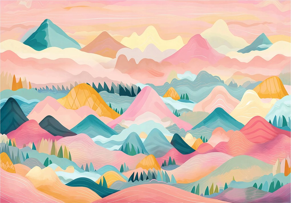 Vinil Fotótapéta Gyerekeknek Lányoknak Hegyek 312x219