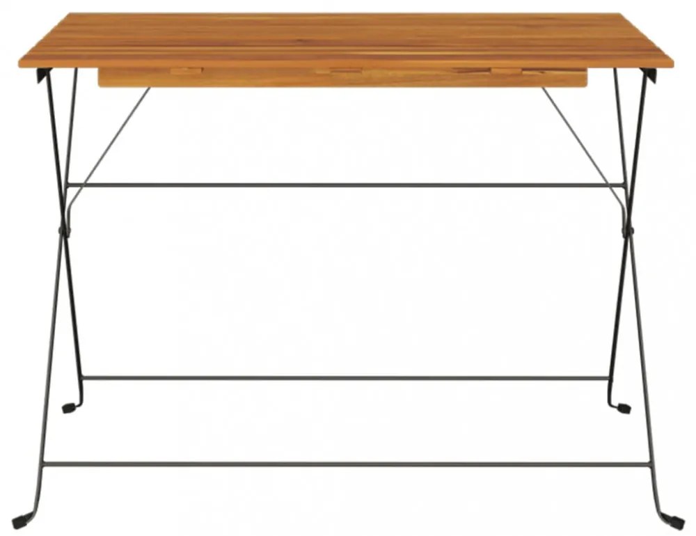 tömör akácfa és acél összecsukható bisztróasztal 100x54x71 cm