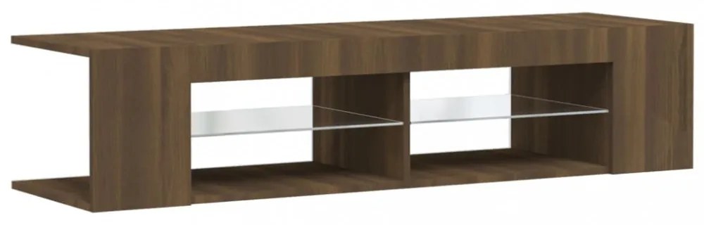 barna tölgyszínű TV-szekrény LED-világítással 135 x 39 x 30 cm