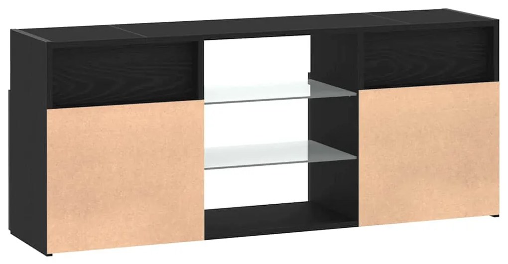 fekete tölgy szerelt fa TV-szekrény LED-ekkel 120x30x50 cm