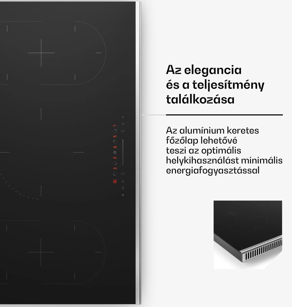 Klarstein Verosteel indukciós főzőlap, Elegáns, minimalista, nagy teljesítményű, 5 főzőzóna, 12200 W, 90 cm