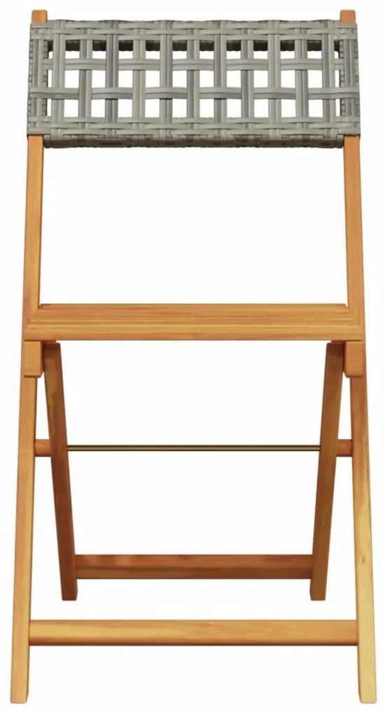 vidaXL 3 részes szürke polyrattan és tömör fa bisztrószett