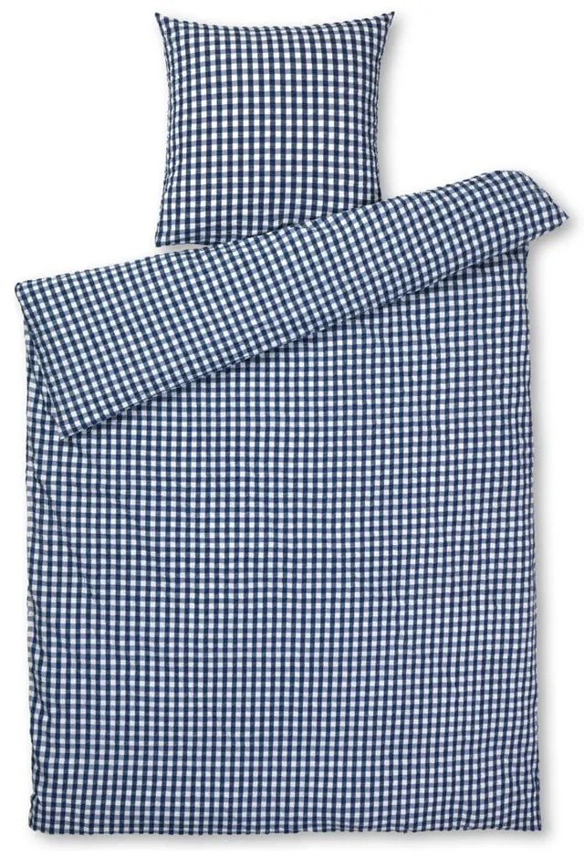 Fehér-sötétkék egyszemélyes krepp ágyneműhuzat 140x200 cm Bæk&Bølge – JUNA