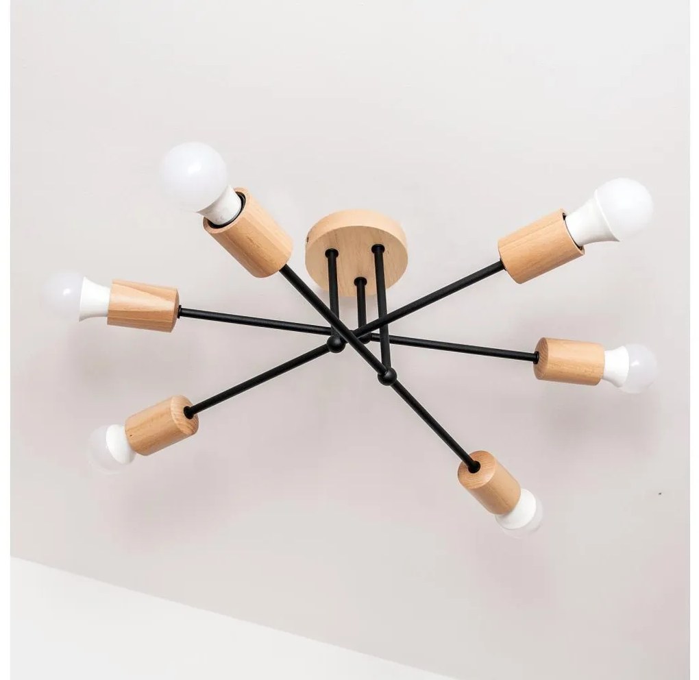 Plafonra szerelhető CAMBRIDGE csillár 6xE27/15W/230V fenyő