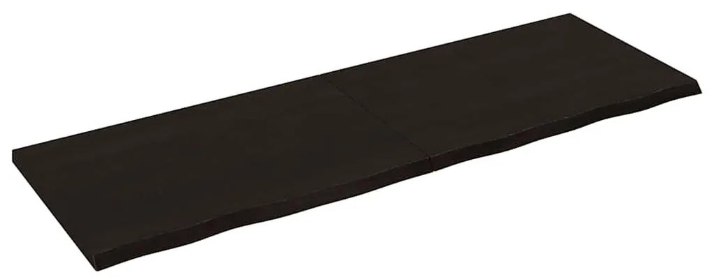 sötétbarna kezelt tömör fa fürdőszobai pult 180x60x(2-4) cm