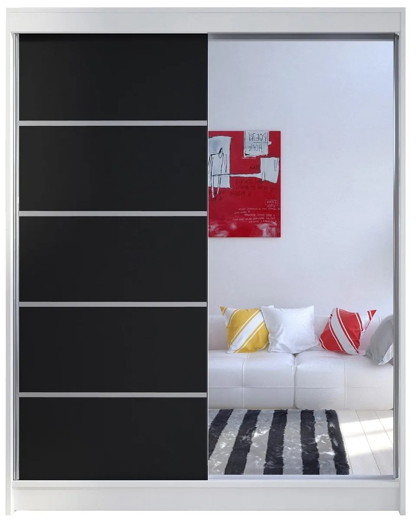 Ruhásszekrény Bianca III (fehér + fekete + tükör) (RGB LED világítás színes). 1058779