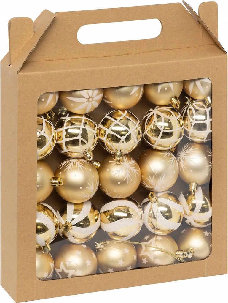Arany Karácsonyfa Díszek Karácsonyfa Gömb Szett 25DB 6CM Mintás Sima