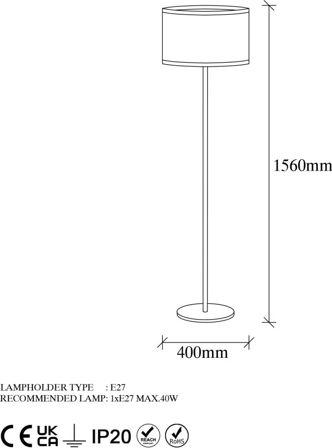 Way állólámpa, réz-bézs