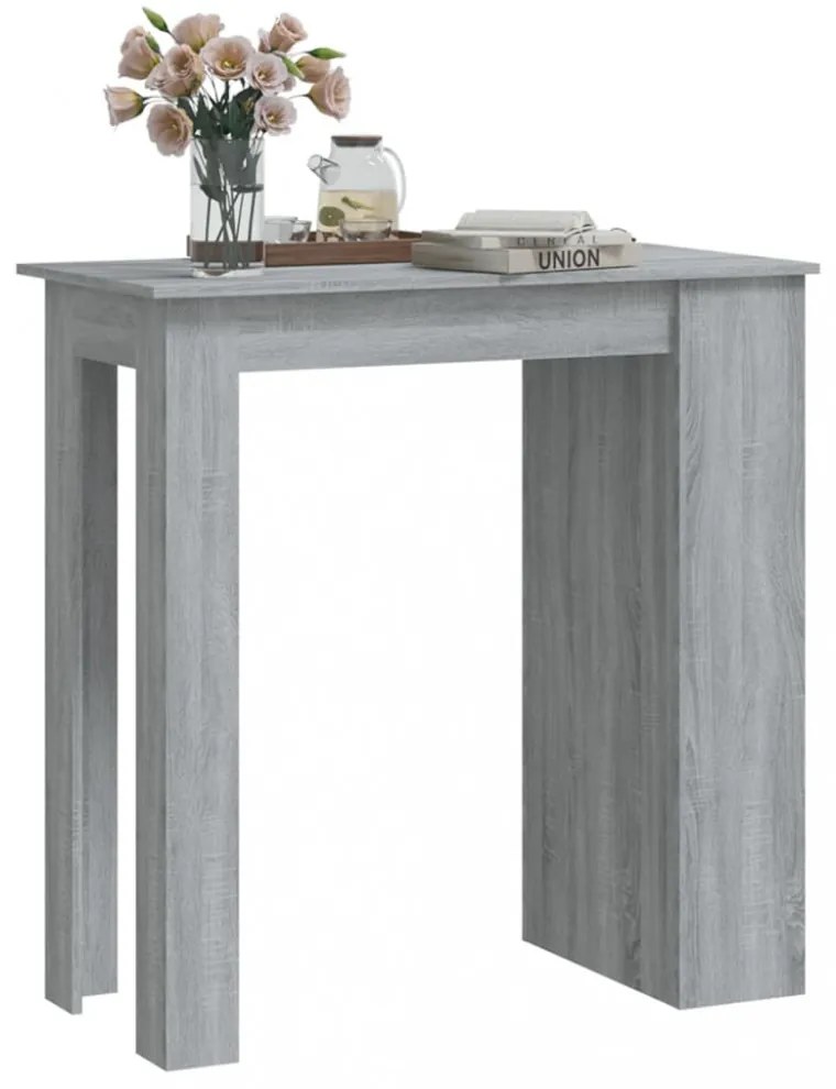 szürke sonoma színű bárasztal tárolópolccal 102 x 50 x 103,5 cm