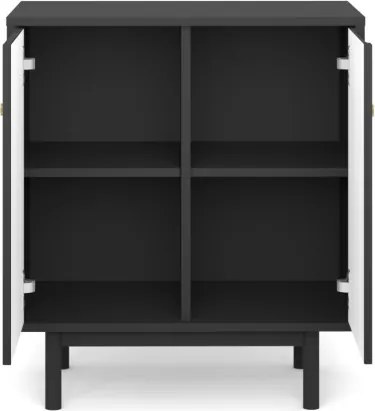 Komód 2 ajtós fekete színben arany fogantyúkkal – MAZOMA