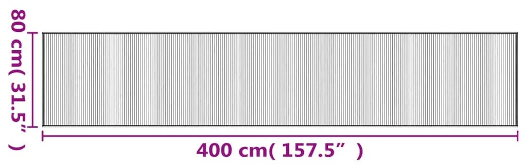 négyszögletű barna bambusz szőnyeg 80 x 400 cm