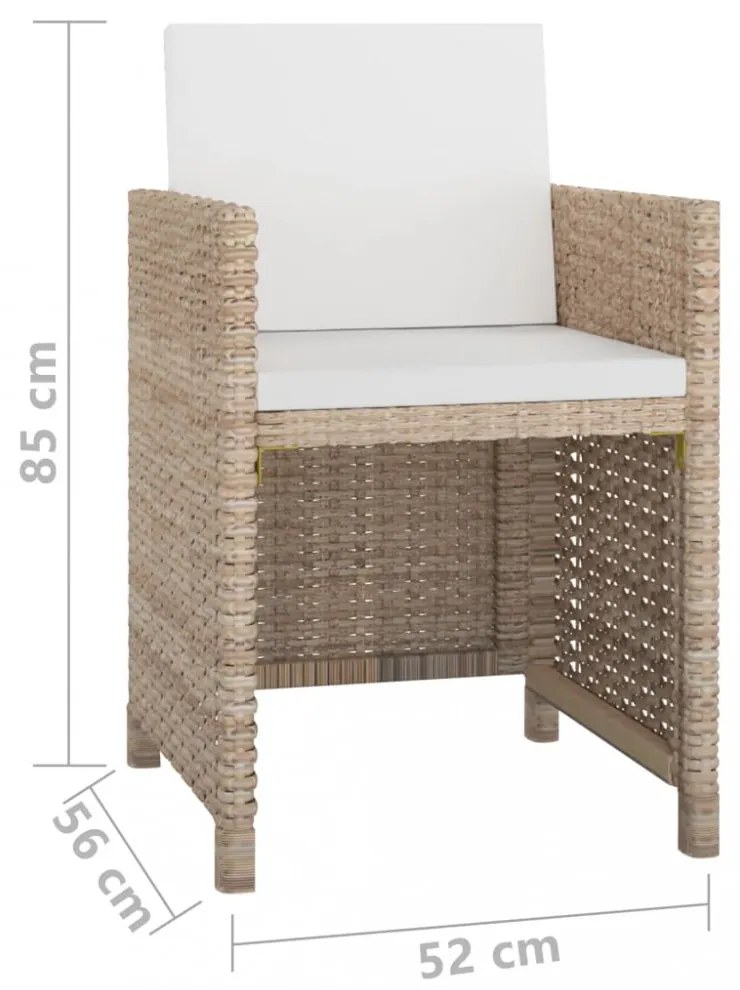 11 részes bézs polyrattan kültéri étkezőszett párnákkal