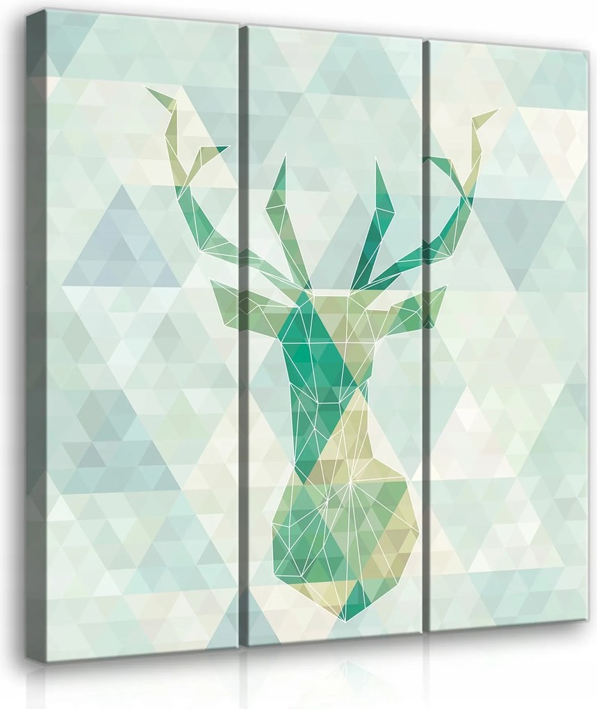 Vászonkép 90x100 Szarvas geometrikus low-poly art triptichon modern művészet