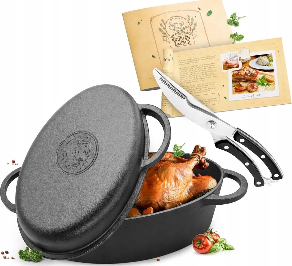 Öntöttvas Libasütő 38CM 7,5L Fedél